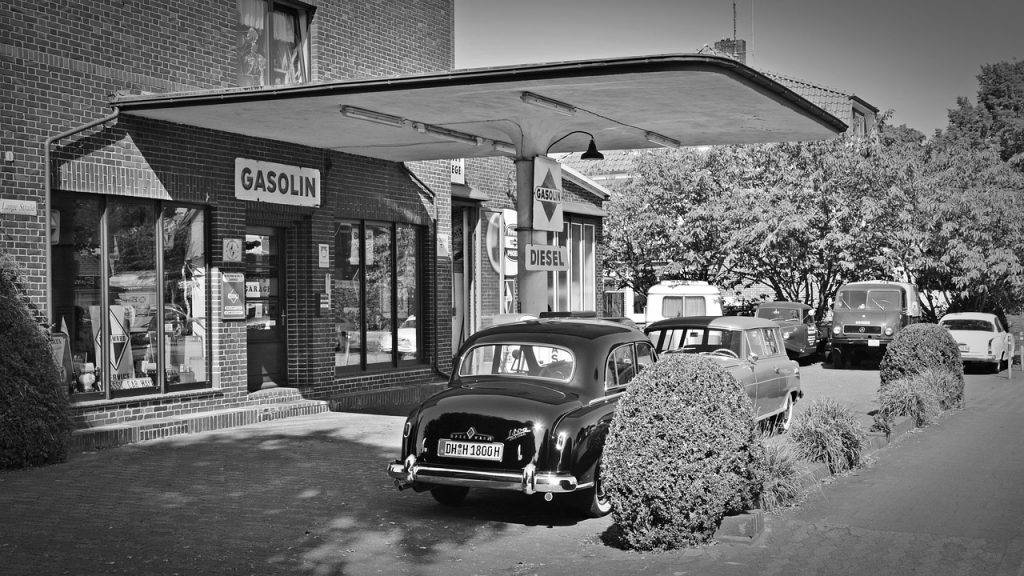 petrol stations, oldtimer, old gas station